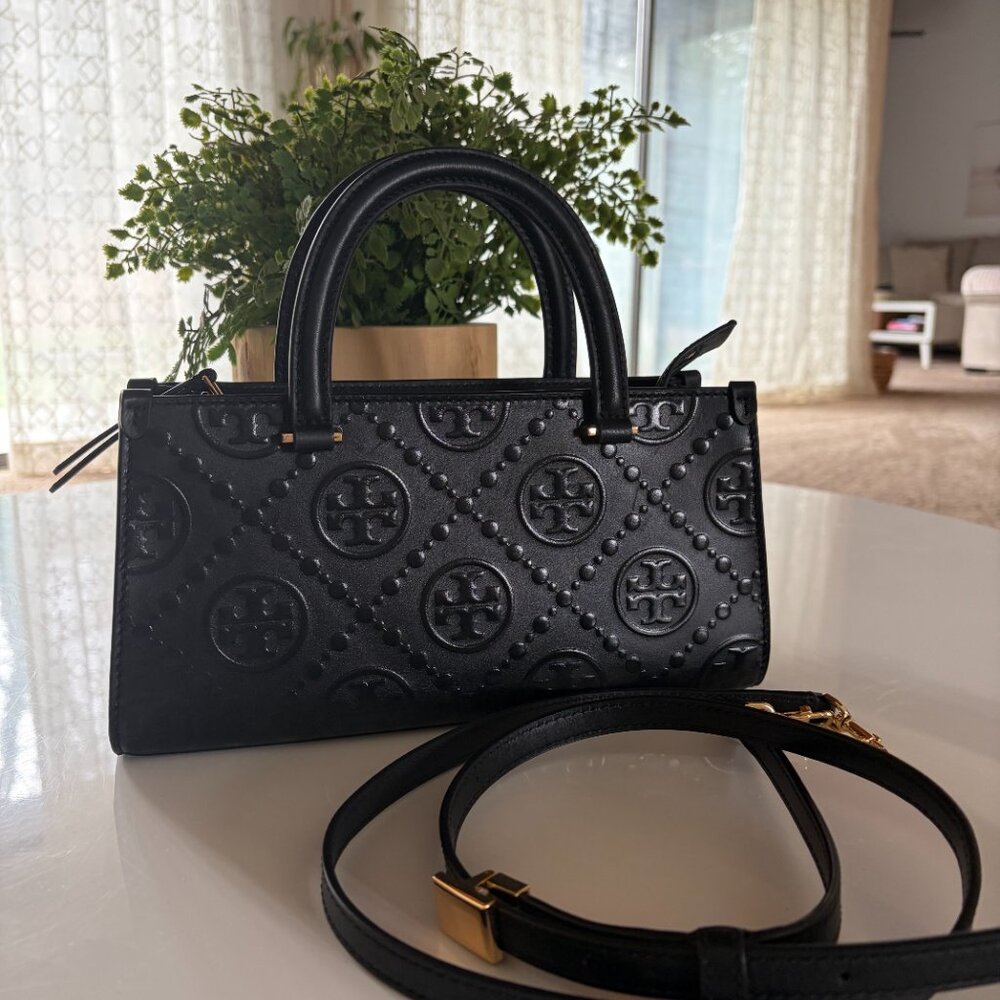 Tory Burch Small T Monogram Embossed East-West Top Handle Bag - Retail $490 - Picture 3 of 6
